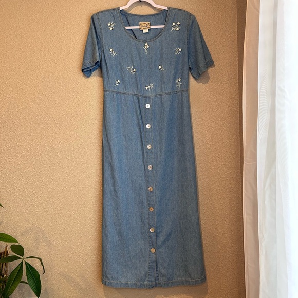 Vintage Tie Back Denim Maxi Dress - Picture 6 of 8